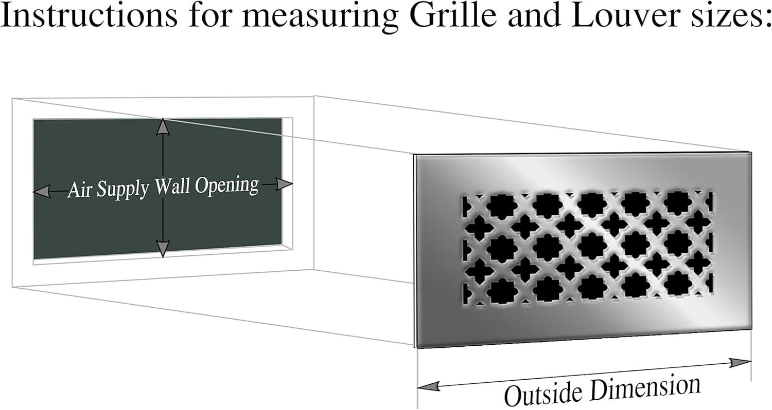 SABA Home Decor Air Vent Cover Grille - Acrylic Fiberglass 6" x 8" Duct Opening (8" x 10" Overall) White Finish Decorative Register Covers for Walls and Ceilings, Charlotte (6" x 8", White)
