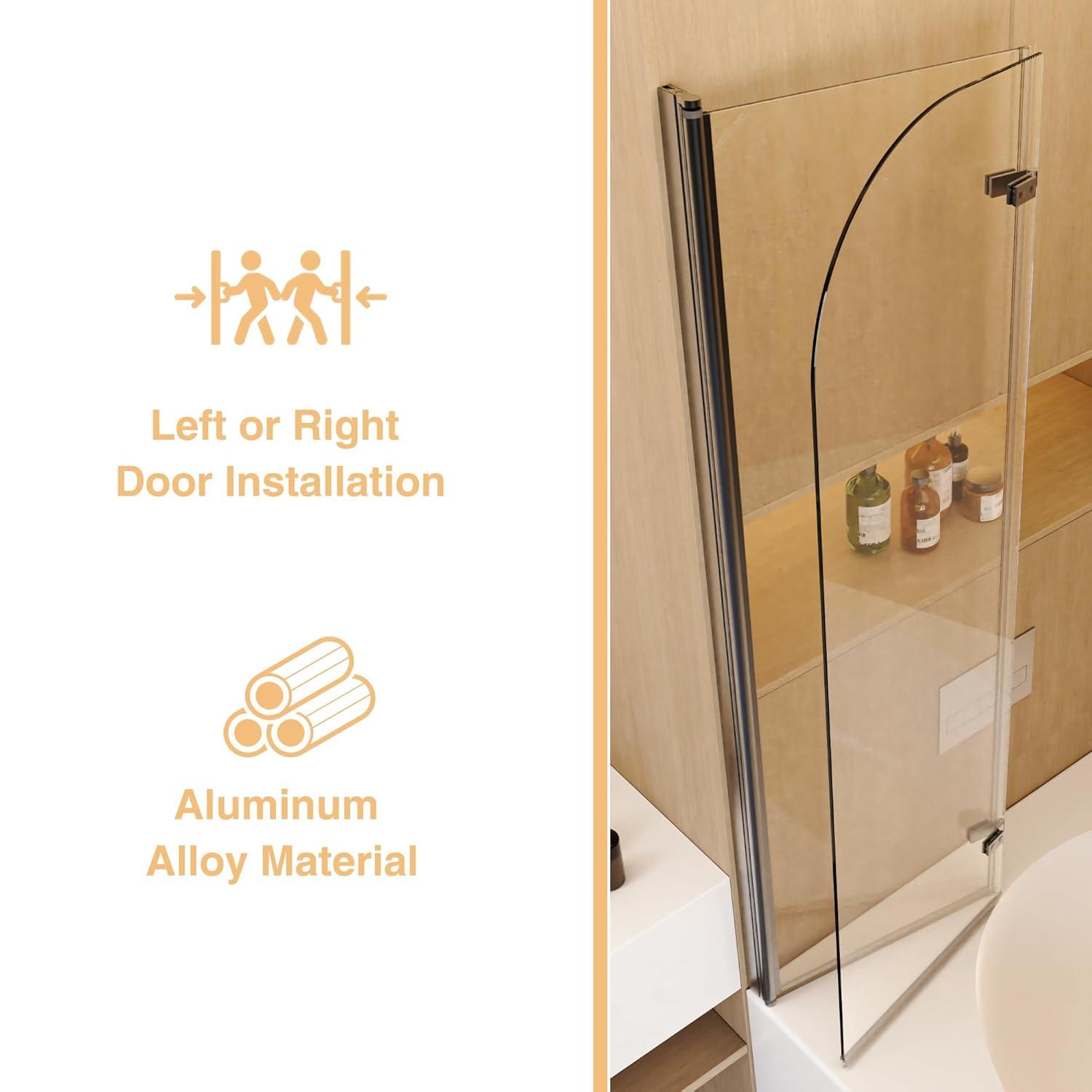 LILI 31"W x 55"H Frameless Folding Pivot Shower Tub Door Reversible Installation LI55675LL