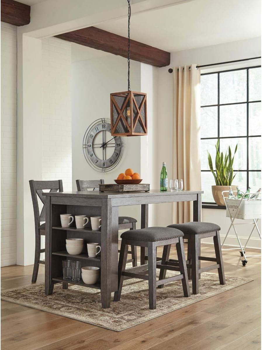 Caitbrook Casual Counter Height Rectangular Dining Table in Antiqued Gray