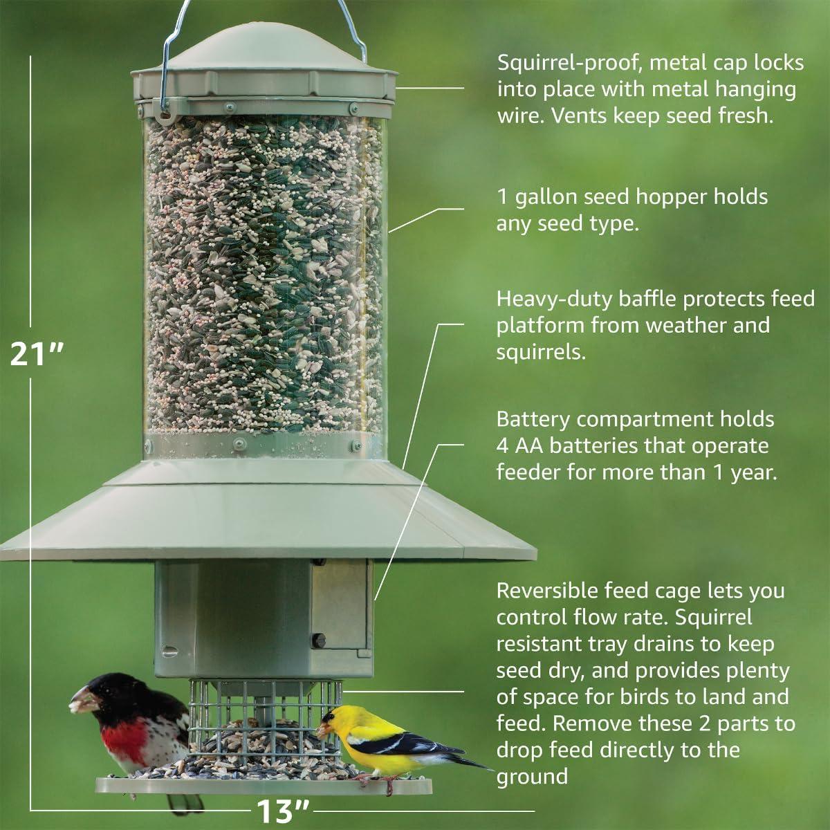 Wingscapes Autofeeder Squirrel-Resistant Bird Feeder with X-Large Capacity and Timer Control Settings, Wisteria Purple