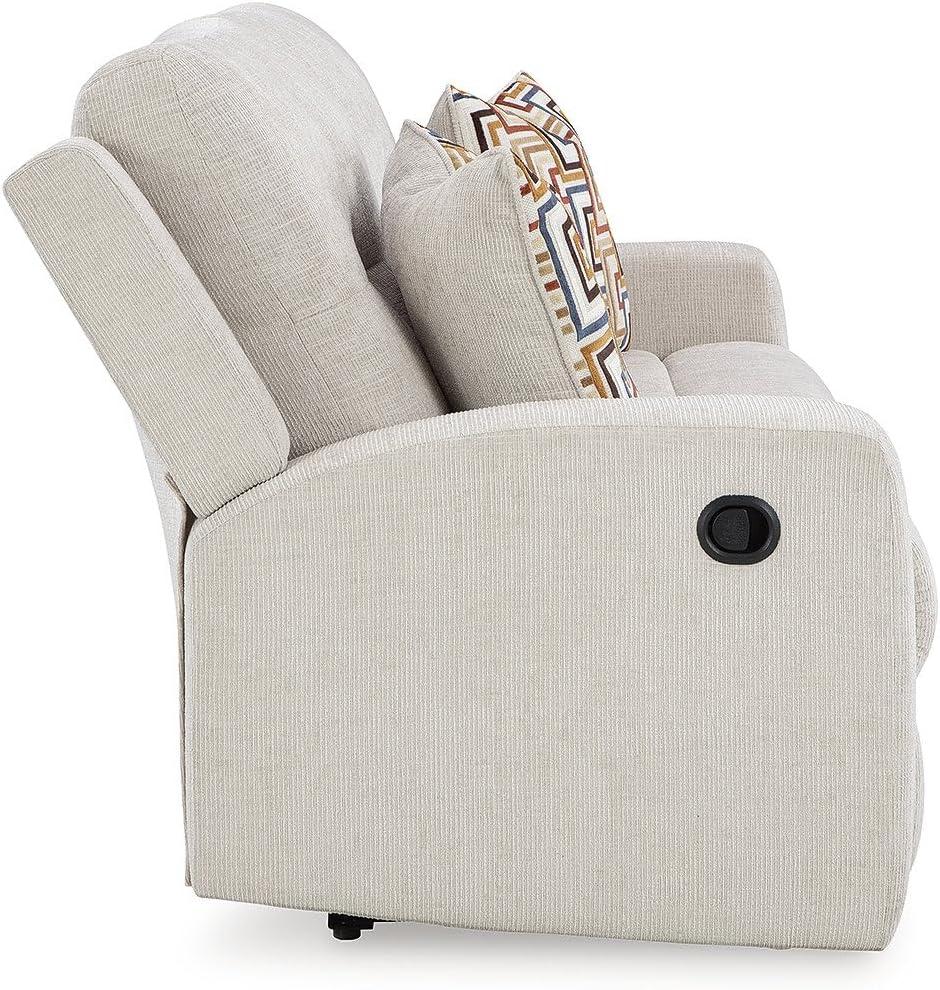 Stone Gray Tufted Fabric Manual Reclining Sofa with Track Arms