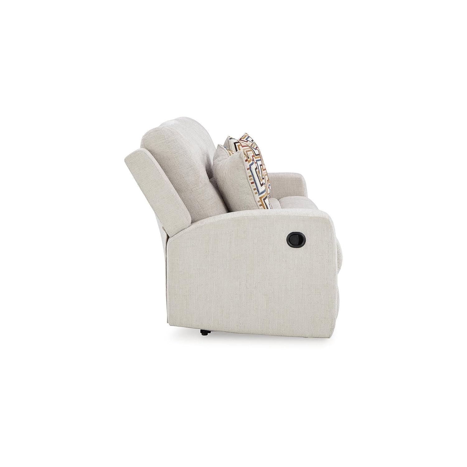 Stone Gray Tufted Fabric Manual Reclining Sofa with Track Arms