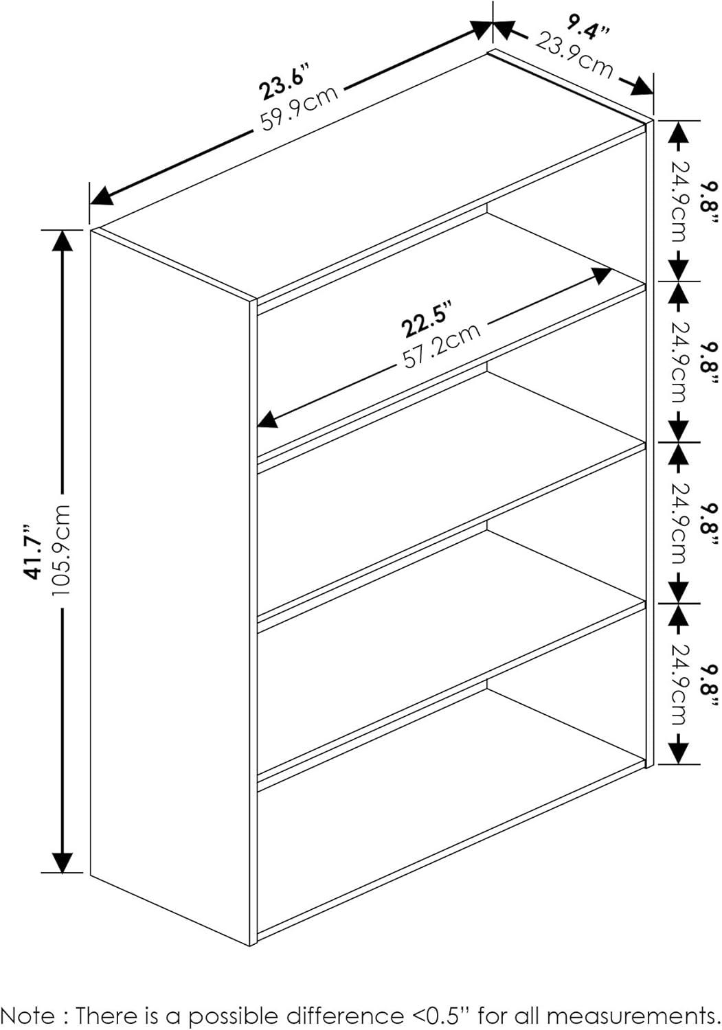 Furinno Pasir Contemporary Engineered Wood 4-Tier Open Shelf in Columbia Walnut