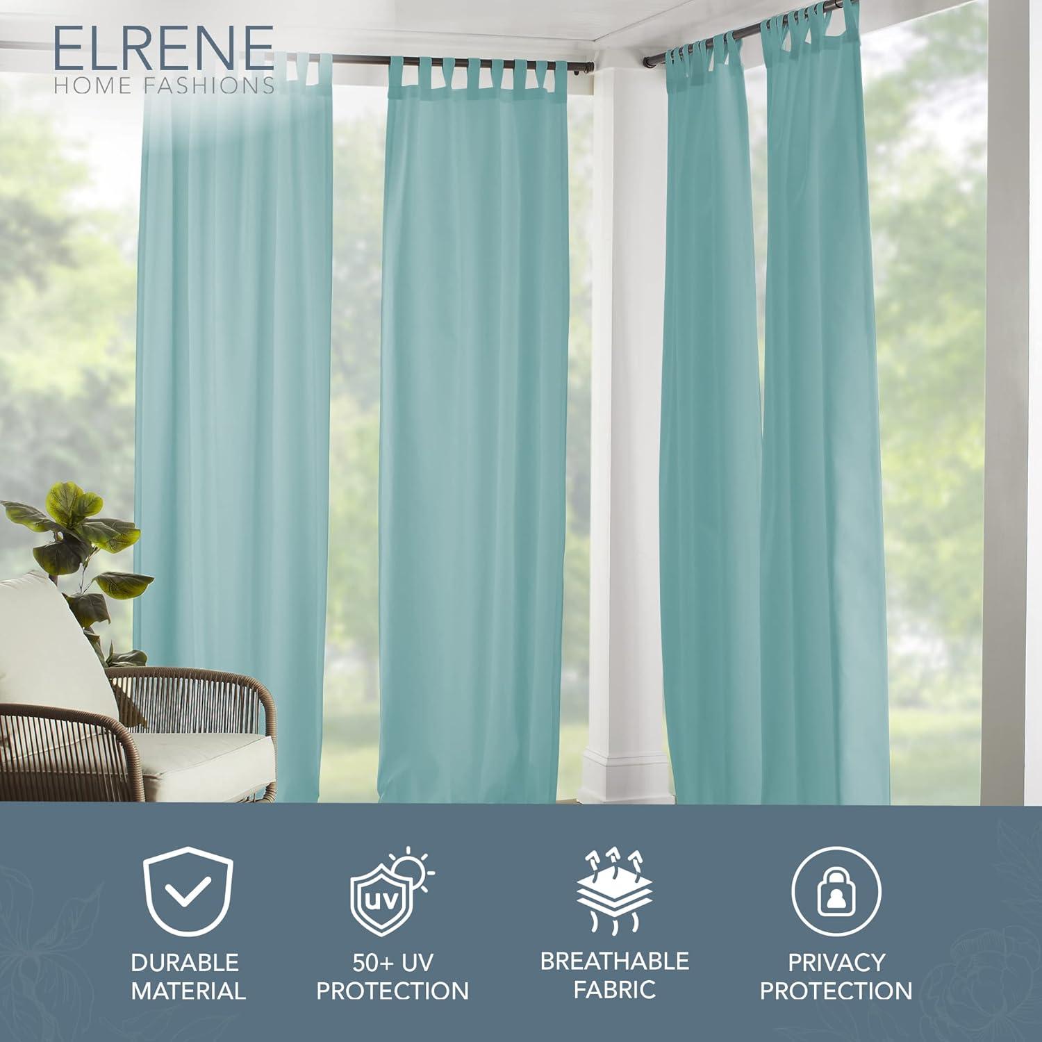 Elrene Matine Solid Tab Top Indoor/Outdoor Single Window Curtain for Patio, Pergola, Porch, Cabana, Deck, Lanai - Elrene Home Fashions