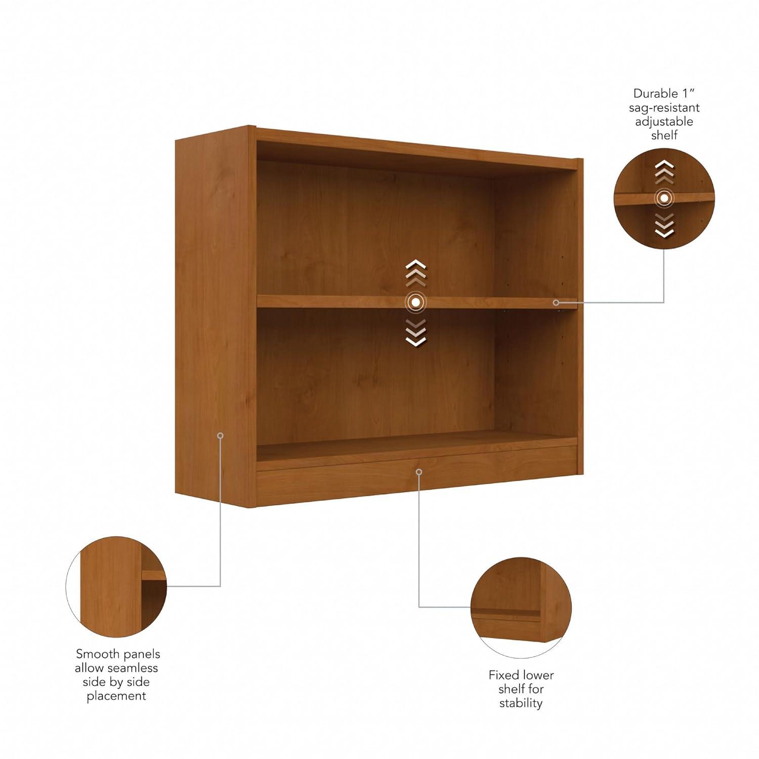 Universal Small 2 Shelf Bookcase in Natural Cherry - Engineered Wood