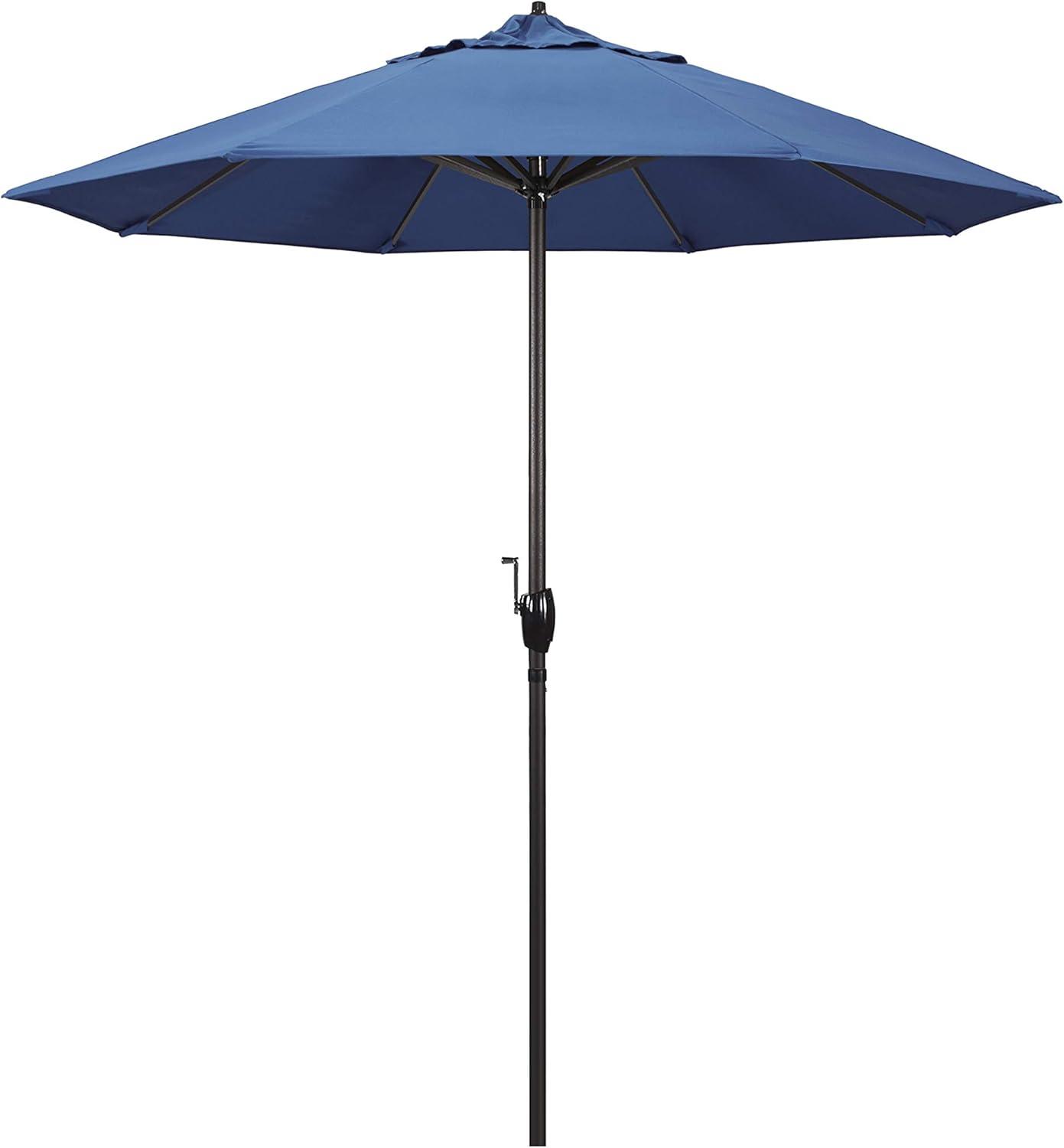 7.5 ft. Bronze Aluminum Market Auto-Tilt Crank Lift Patio Umbrella in Capri Pacifica