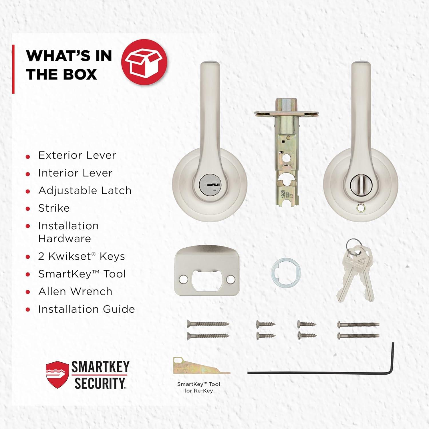 Kwikset 405Hyl-S Henley Single Cylinder Keyed Entry Door Lever Set - Nickel