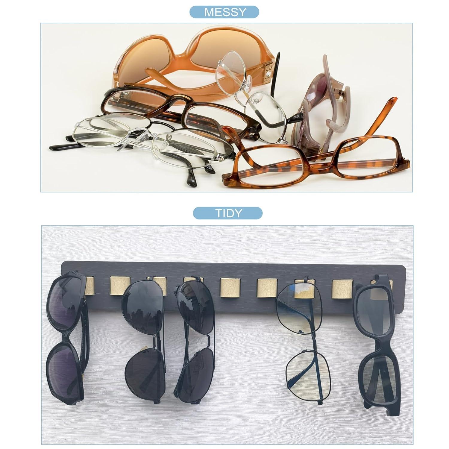 Sunglasses Organizer Wall Mounted Wood Sunglass Holder for Home Glasses Holder/Sunglasses Rack,Home Decor (Gray-1pcs-long)