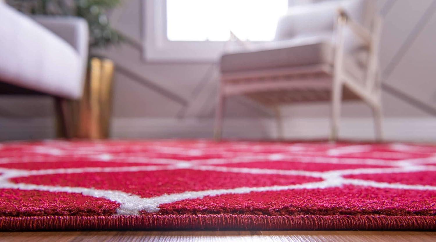 Unique Loom 10' 0 x 14' 0 Trellis Frieze Rounded Red Area Rug