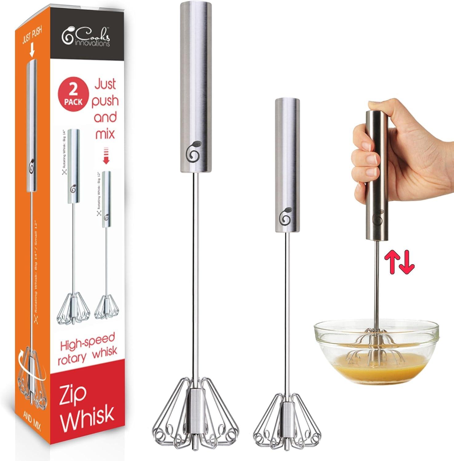 Stainless Steel Mini Push-Down Rotary Hand Mixer Set