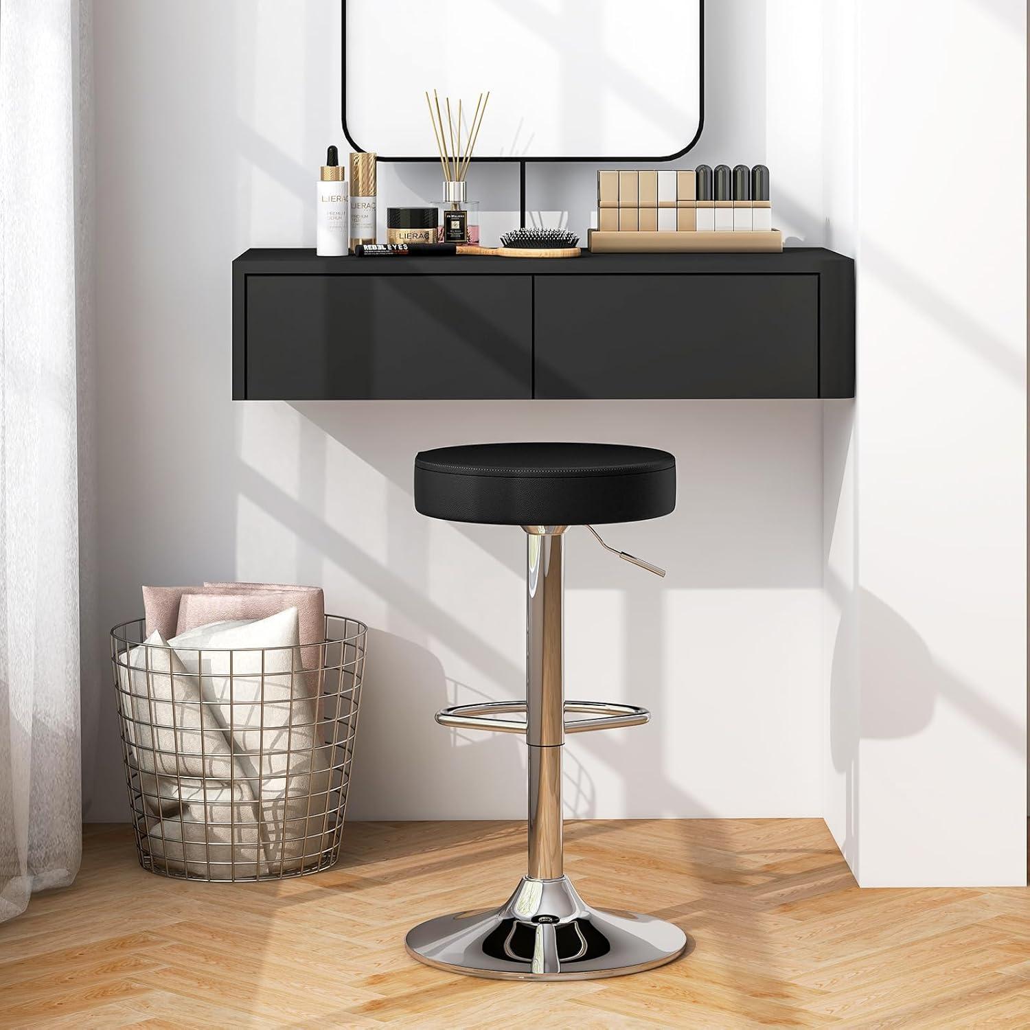 Ivy Bronx Set of 2 Adjustable Swivel Round Bar Stool Pub Chairs