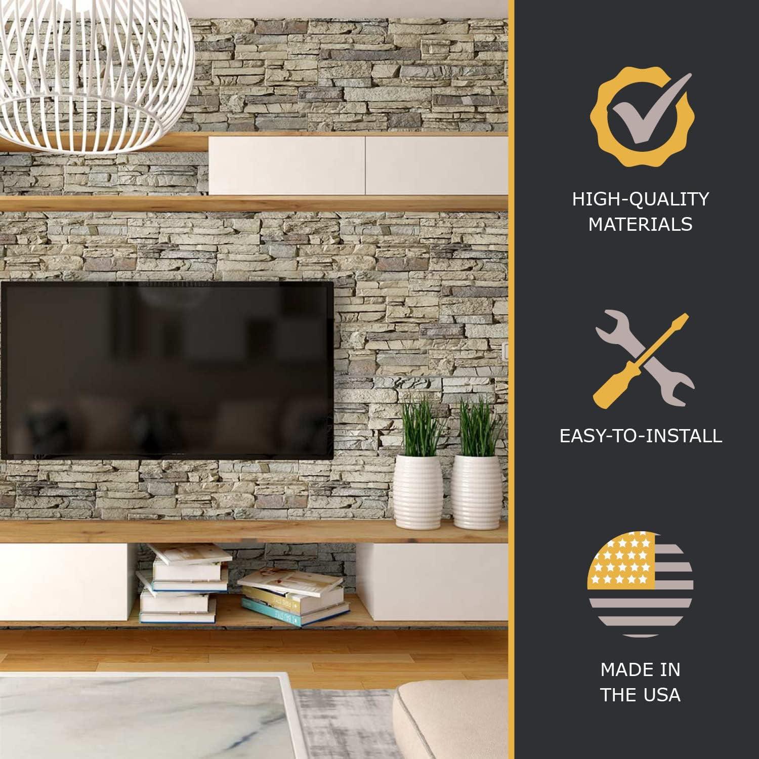 Faux Stacked Stone 3D Textured Wall Panel Sample | Sedona | 8"L x 8"H | Sample Size | Ocean Mist