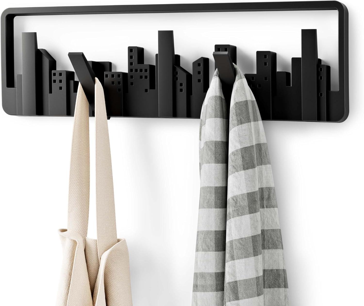 Umbra Skyline 5 Hook Modern Wall Mounted Coat Rack Black