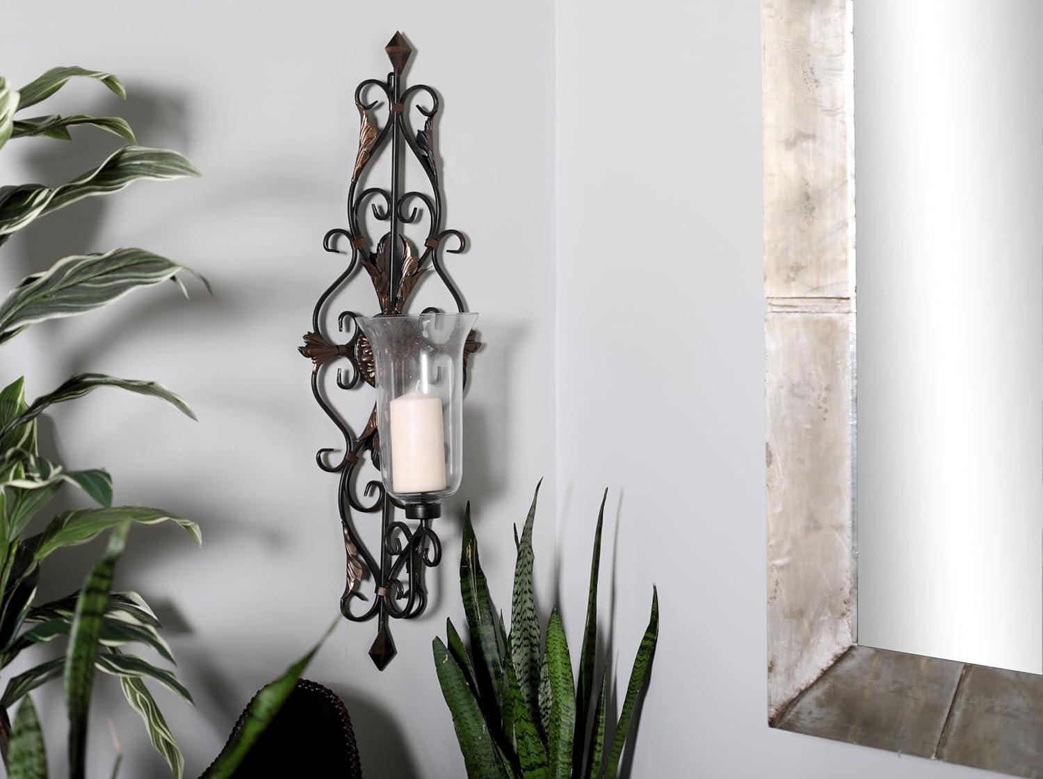 DecMode Gold Glass Wall Sconce