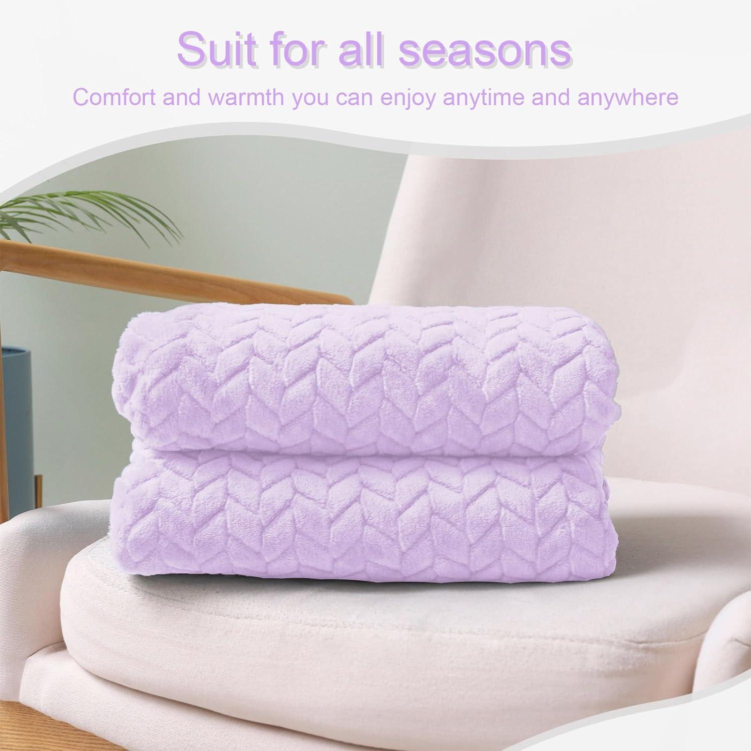 PAVILIA Soft Waffle Blanket Throw for Sofa Bed, Lightweight Plush Warm Blanket for Couch , Lavender Purple/Throw - 50x60