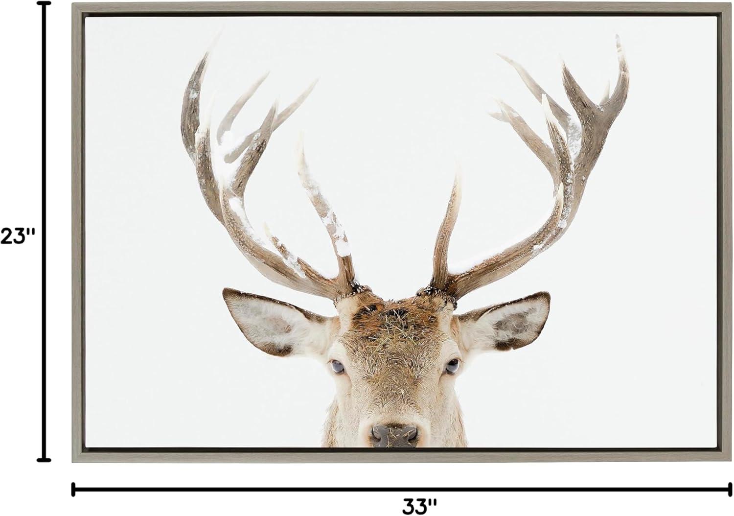 Kate & Laurel All Things Decor 23"x33" Sylvie Stag Peekaboo Framed Canvas Wall Art by Amy Peterson Art Studio