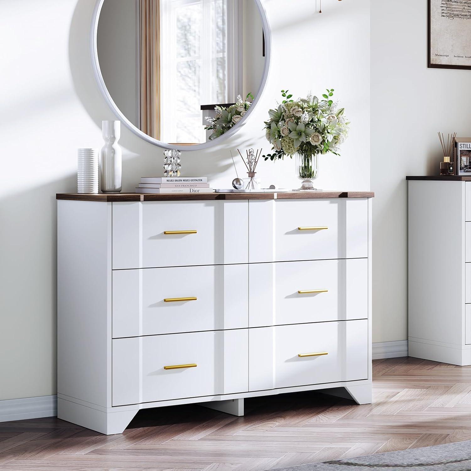 Ebern Designs Farmhouse Cherry Red Curved Tall 4 Drawers Dresser for Bedroom, 4 Chest of Drawers for Closet