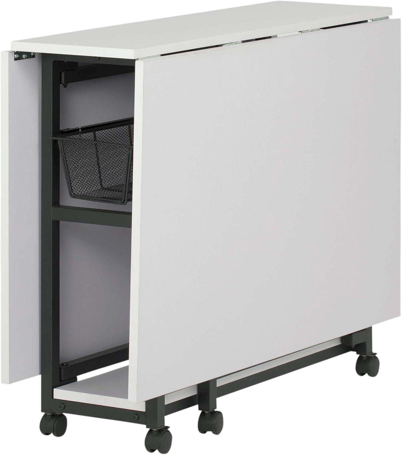 30" Fixed Height Mobile Fabric Cutting Table with Storage Charcoal/White - Sew Ready