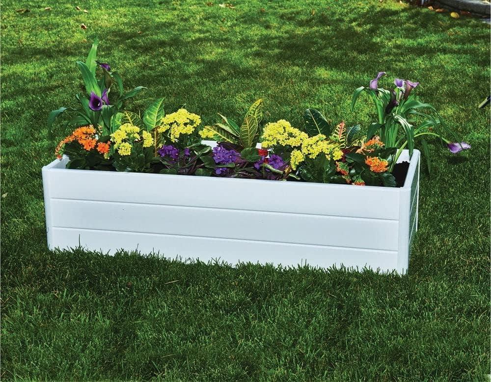 NuVue 26005 44 Inch Wide Tall Raised PVC Garden Planter Terrace Deck Box, White