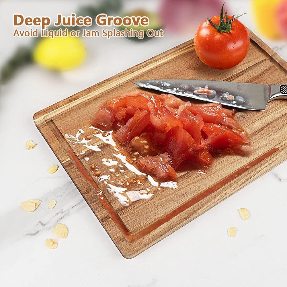 Eco-Friendly Acacia Wood Cutting Board Set with Juice Groove