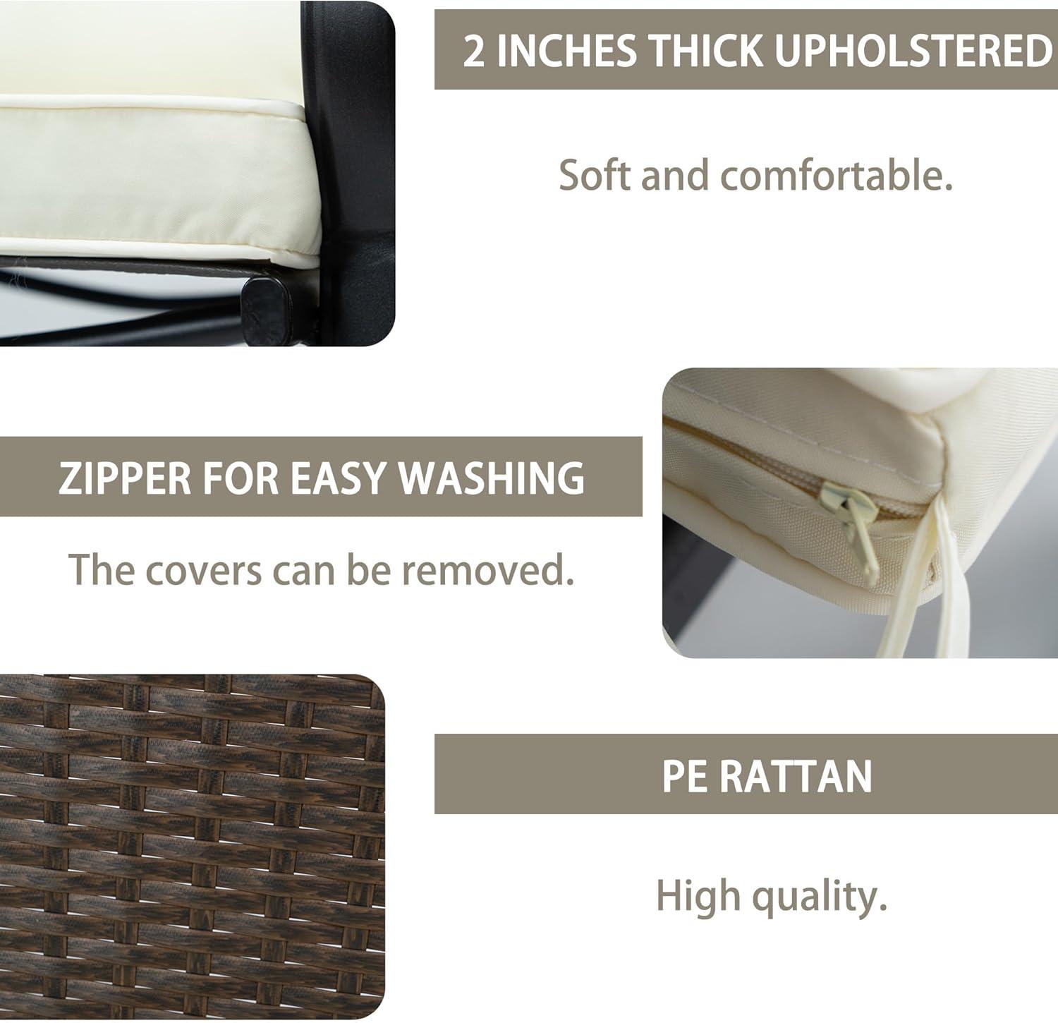 Mercury Row® Preciado 3 Piece Outdoor Patio Set With Cushions-Rocking Chair for Balcony, Lawn and Porch