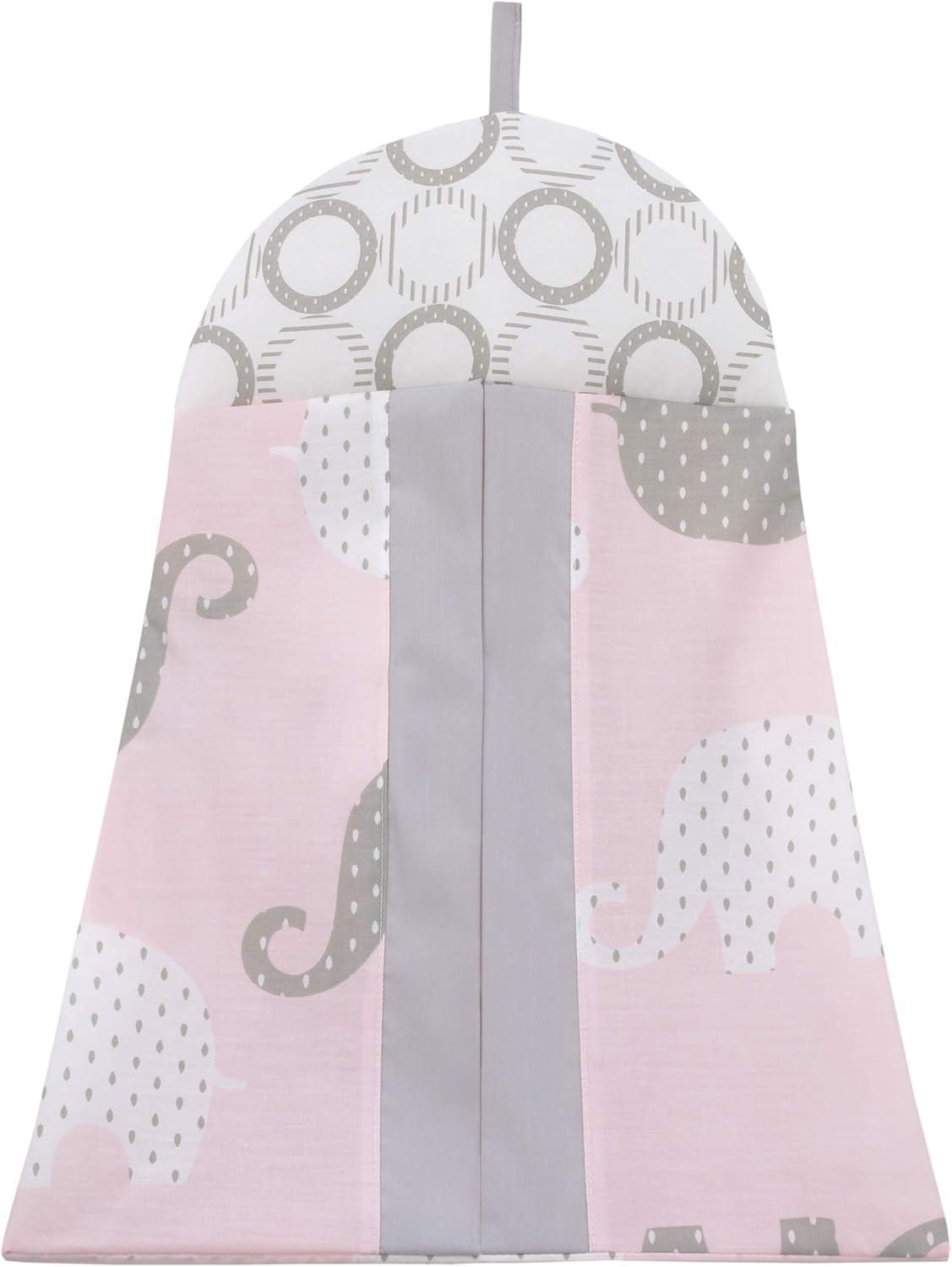 NoJo The Dreamer Pink and Grey Elephant 8 Piece Nursery Crib Bedding Set