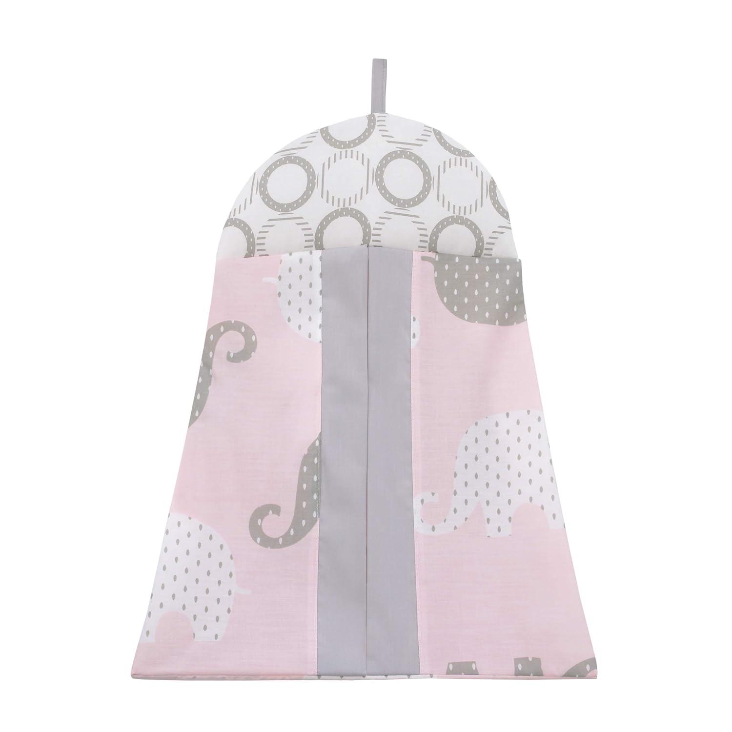 NoJo The Dreamer Pink and Grey Elephant 8 Piece Nursery Crib Bedding Set