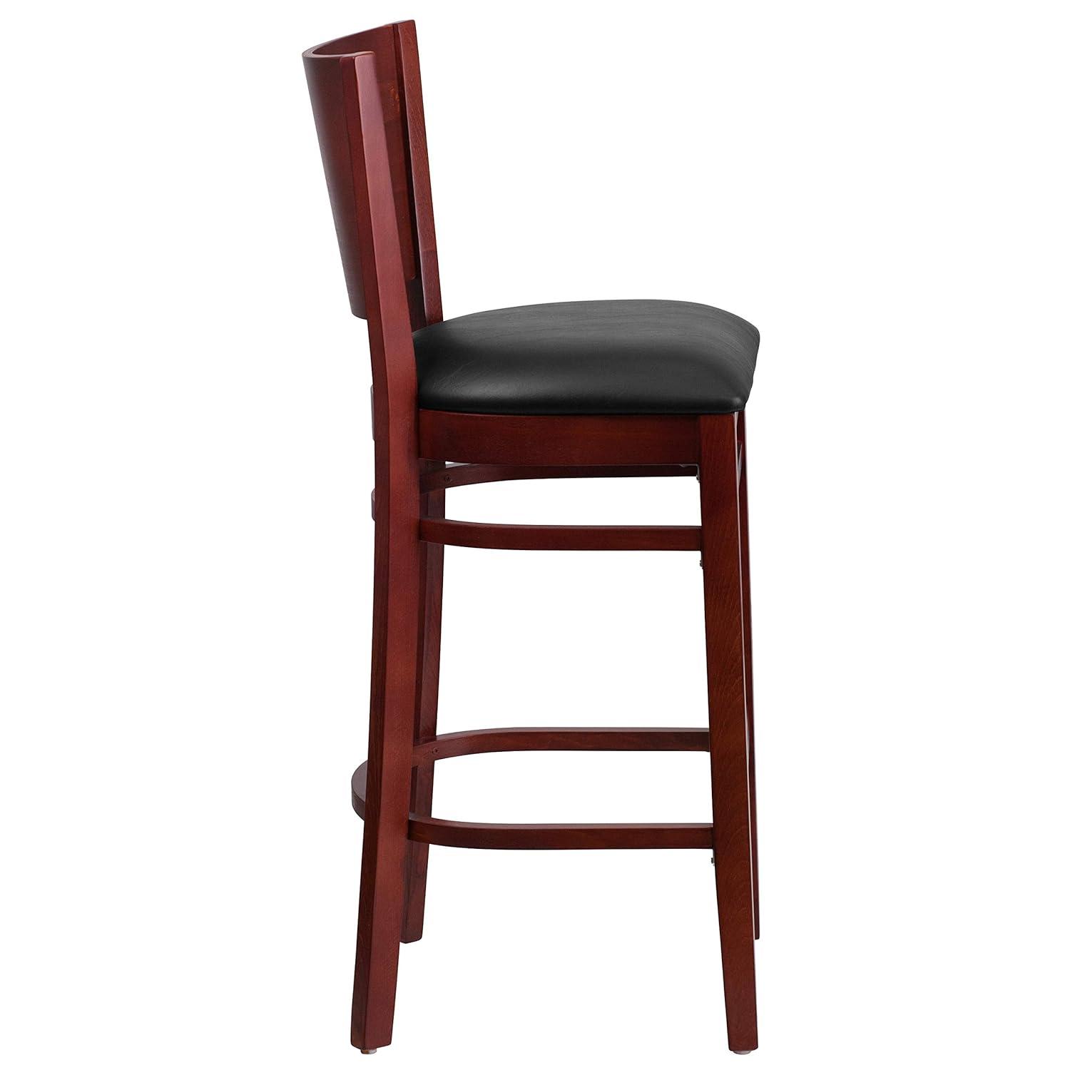 Flash Furniture Lacey Series Solid Back Walnut Wood Restaurant Barstool