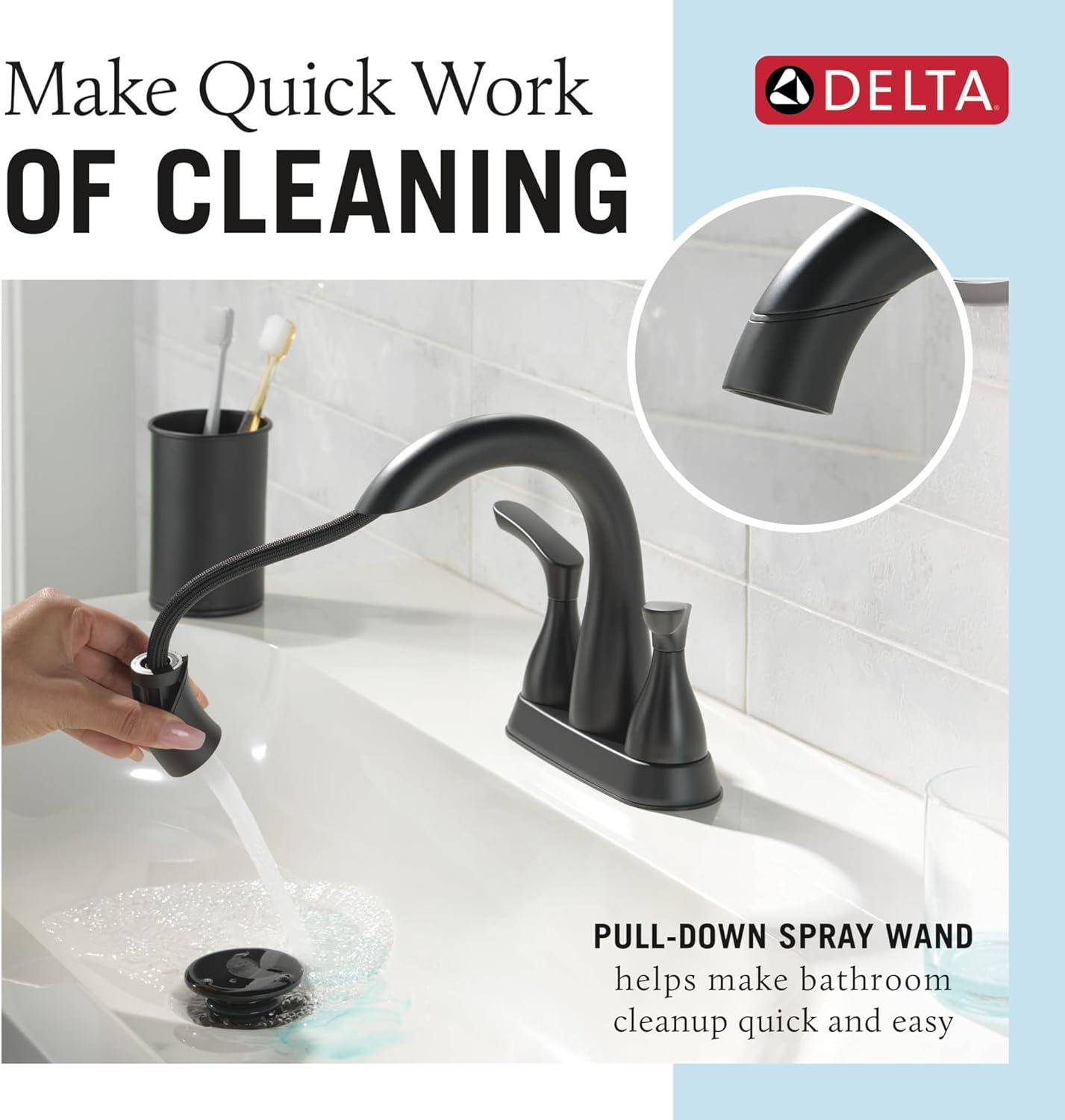 Matte Black Stainless Steel Double Handle Bathroom Faucet