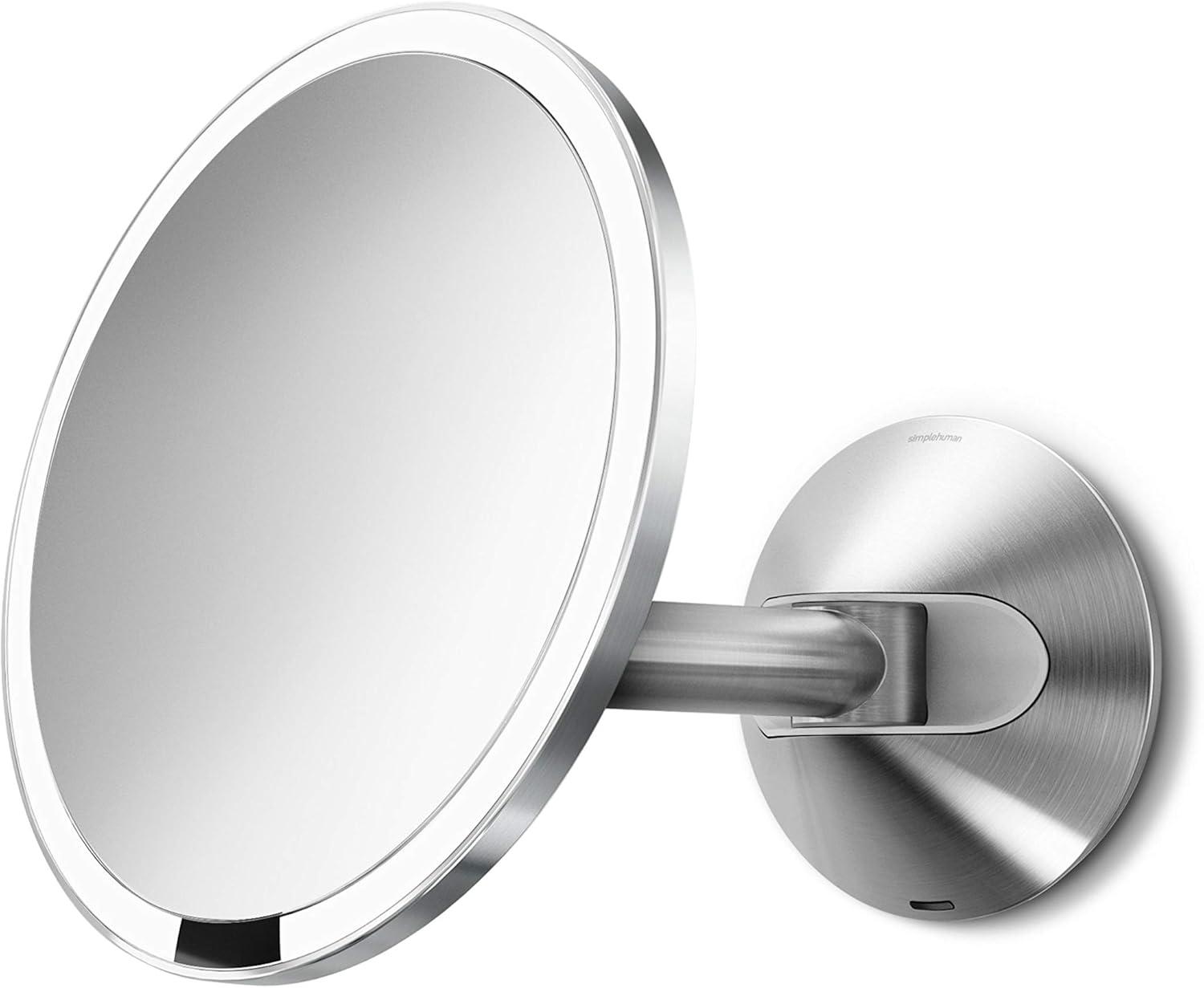 Polished Stainless Steel Wall Mounted Sensor Mirror with 5x Magnification