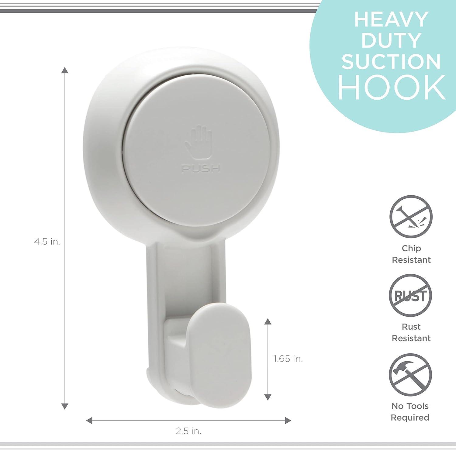 Bath Bliss 4 Pack Plastic Gel-Suction Power Hooks, White