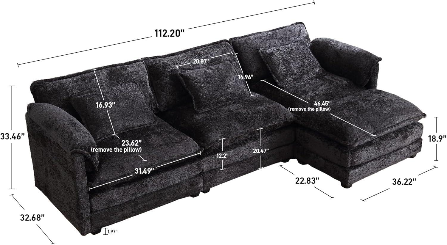 Latitude Run® Millan 112" L Shaped Modular Sectional Sofa with Ottoman & Memory Foam