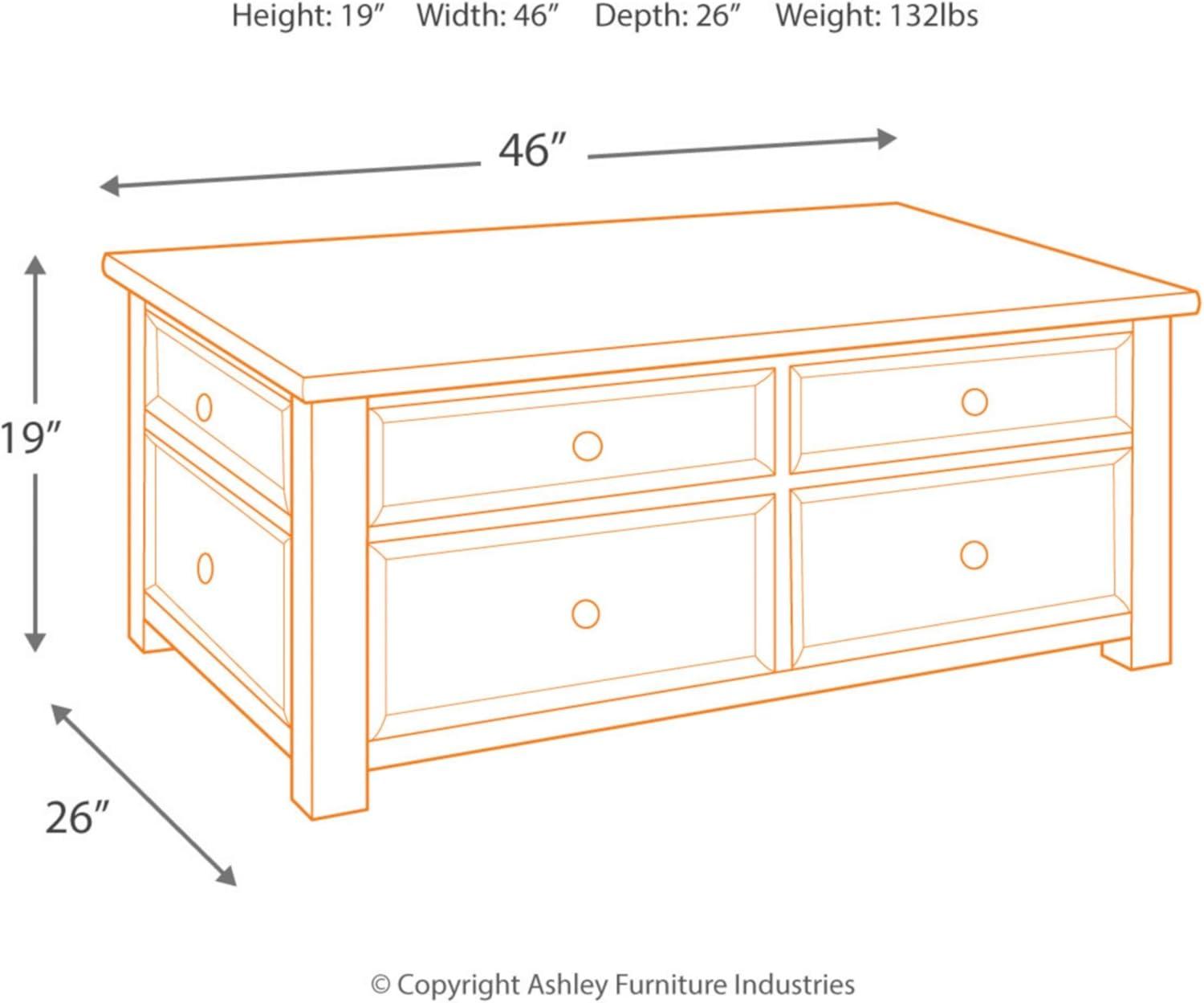 Contemporary Black/Brown Wood Lift-Top Coffee Table with Storage