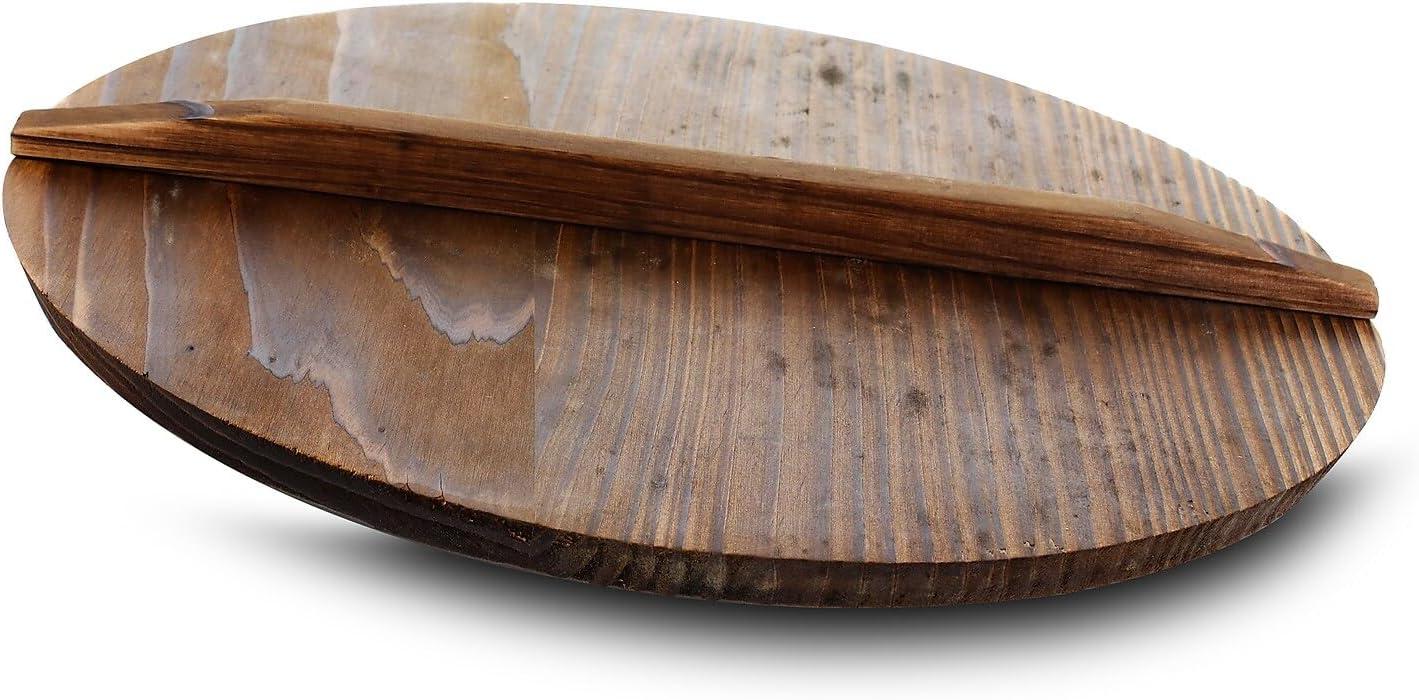 MegaChef 14 Inch Heavy Duty Cast Iron Wok with Wood Lid