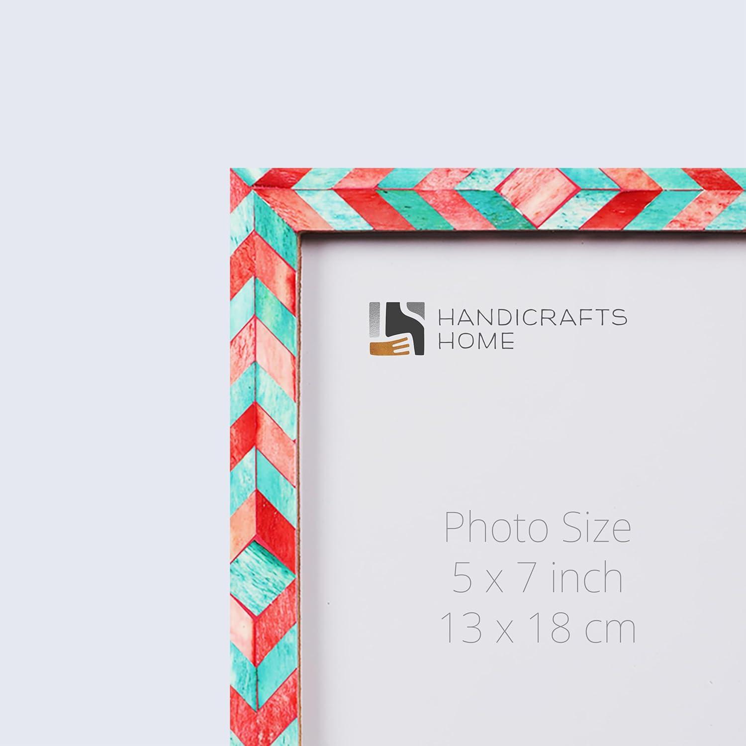 Handicrafts Home Picture Frames 5x7 Inches Chic Boho Wall Décoration Image Cadre Decoratif Photo Frame - Green-Red