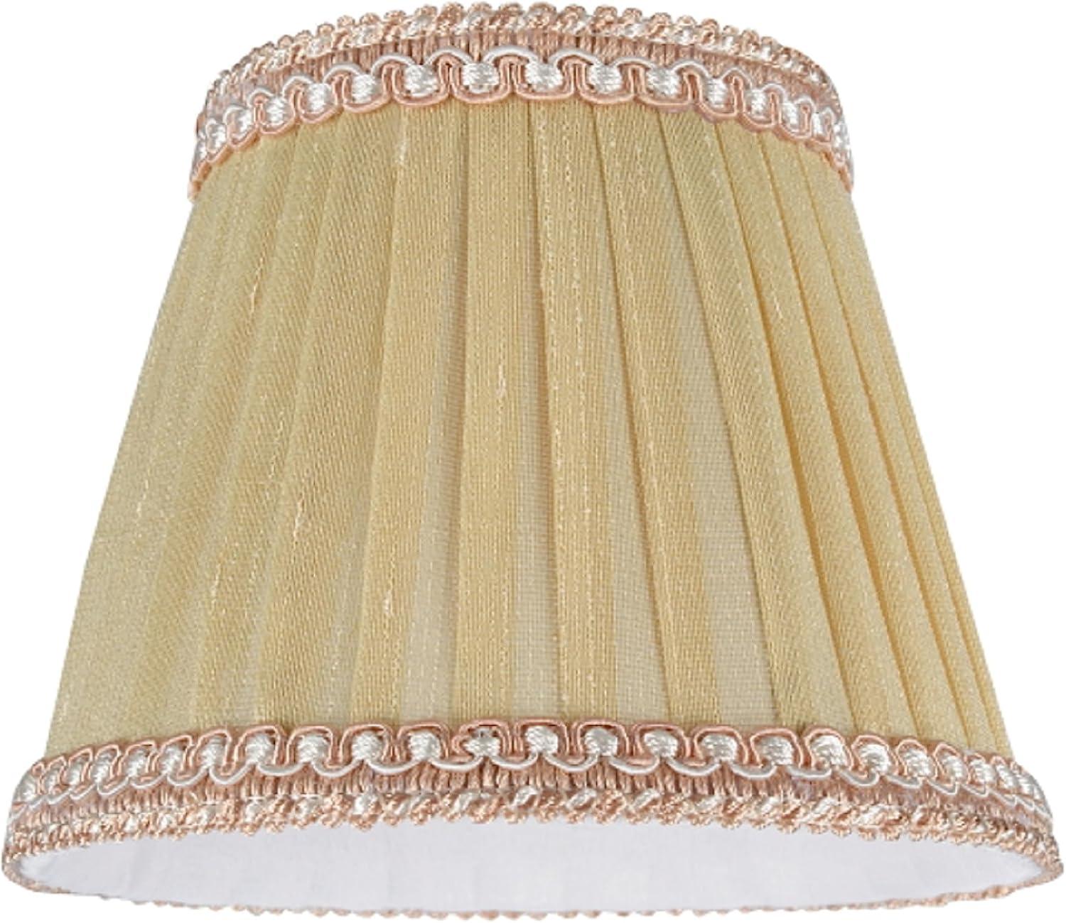 Aspen Creative 33002 Small Pleated Empire Clip-On Lamp Shade 1 Pack, Transitional Design in Ivory, 5" bottom width 3" x 5" x