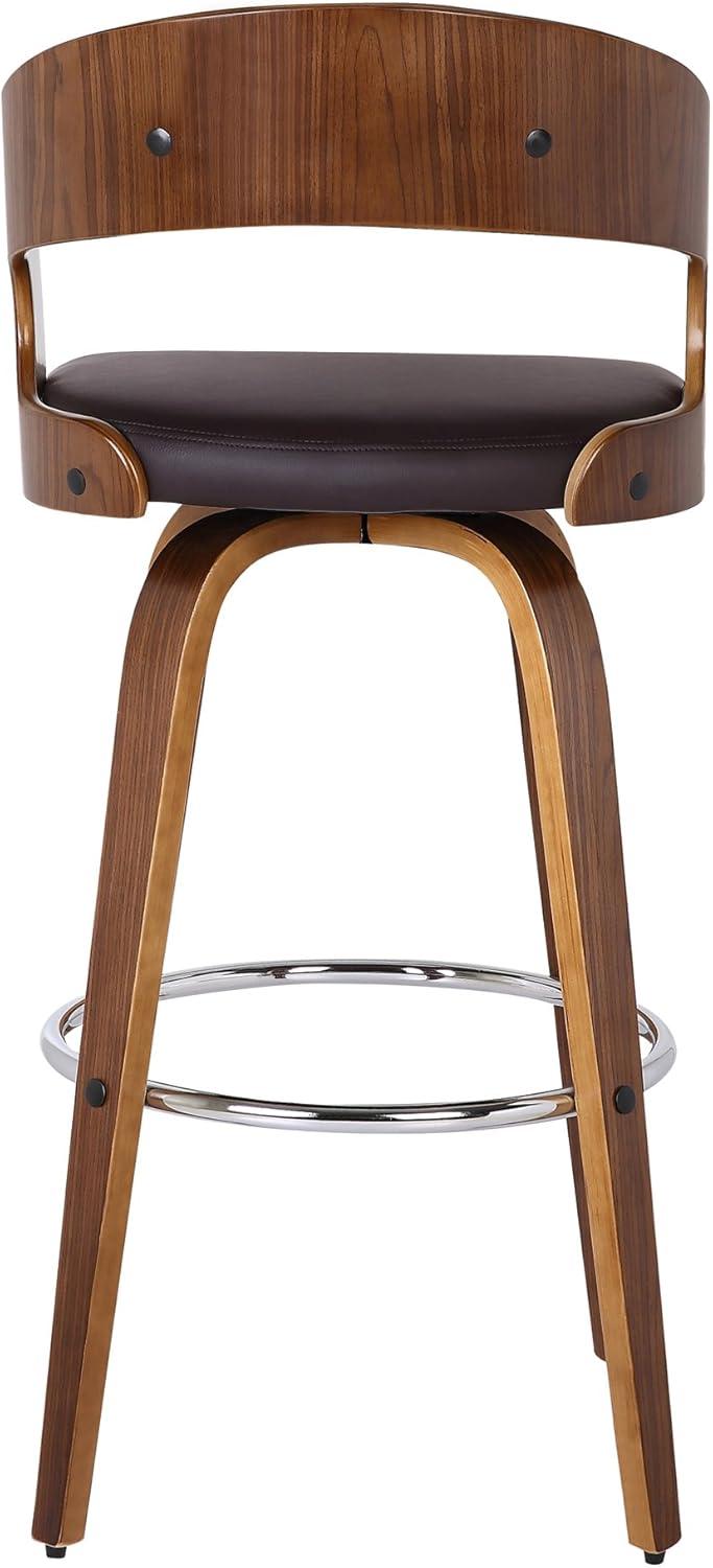 HomeStock Southwestern Sanctuary 30" Barstool In Walnut Wood Finish With Brown Pu