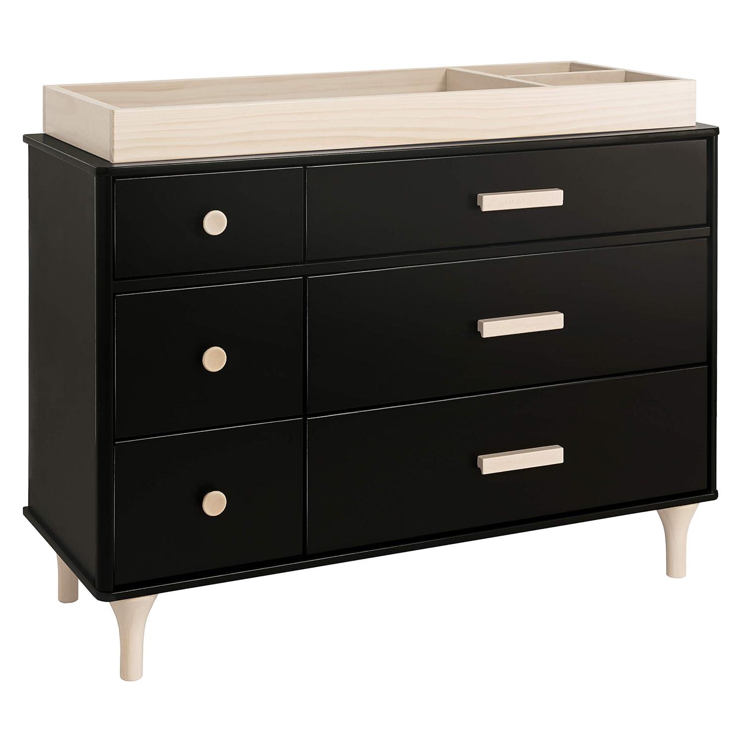 Lolly 6-Drawer Assembled Double Dresser in Black and Washed Natural