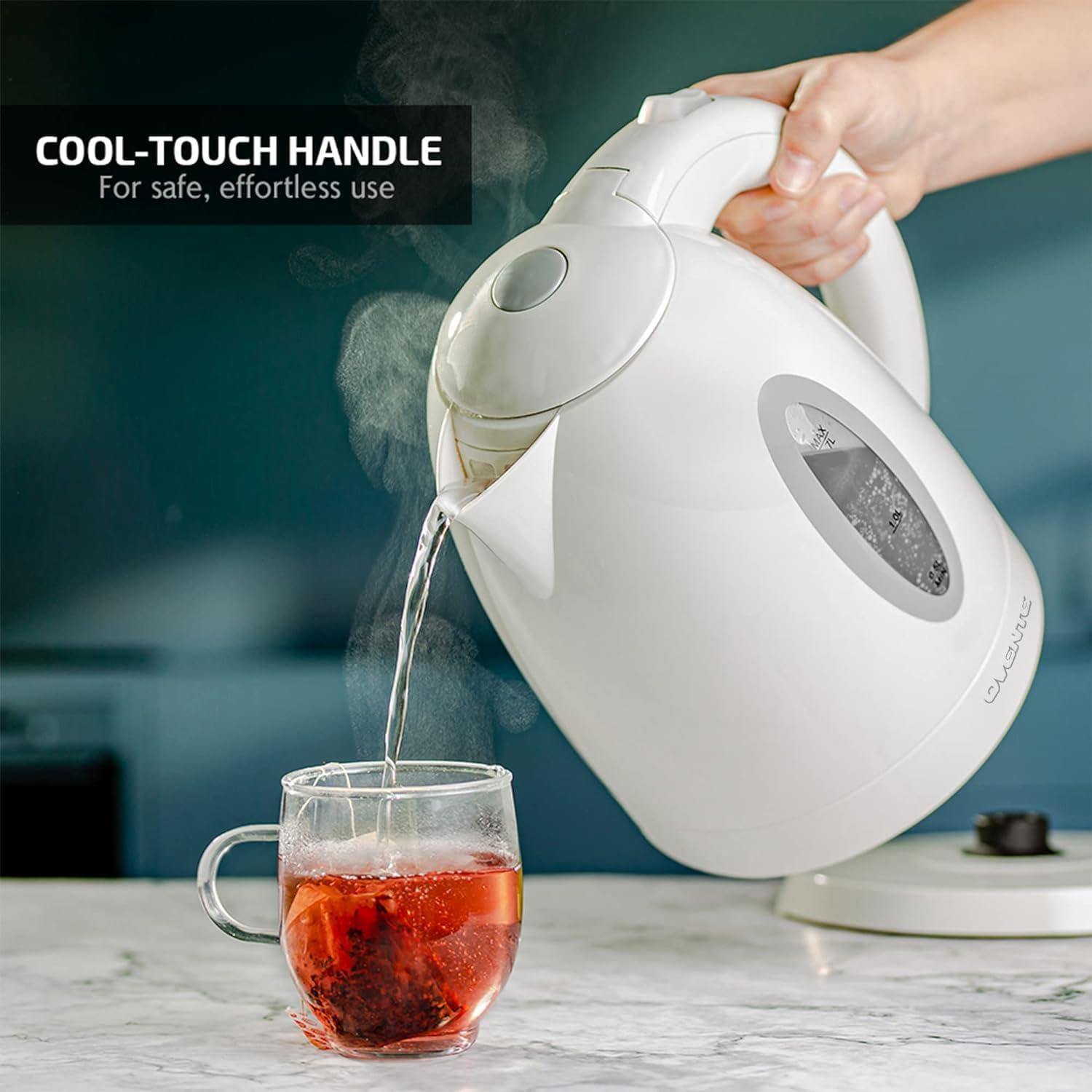 White 1.7L BPA-Free Cordless Electric Kettle with Auto Shut-Off