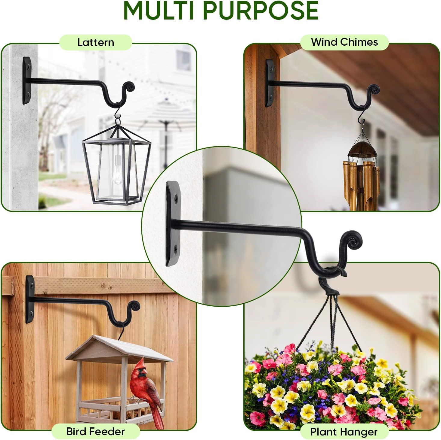 Terry 2 Pack of Cast Iron Wall Plant Hanger Outdoor, Bird Feeder, Planter - Black - Capacity 37.5lbs