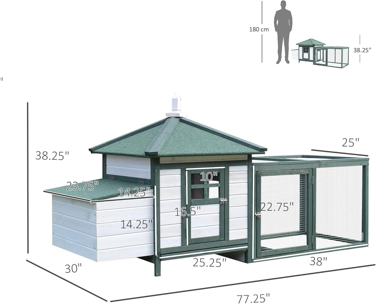 Ophelia & Co. Pawhut 77" Wooden Chicken Coop With Nesting Box, Cute Outdoor Hen House With Removable Tray, Ramp Run, For Garden Backyard, Natural
