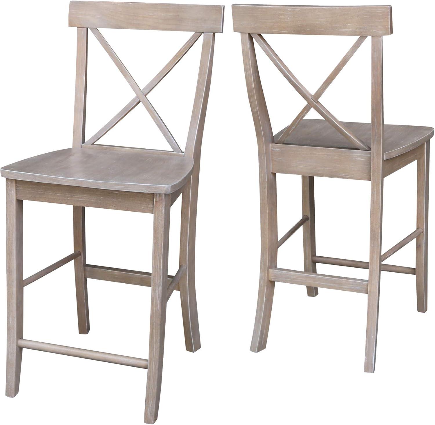 X Back Stool Washed Gray/Taupe - International Concepts