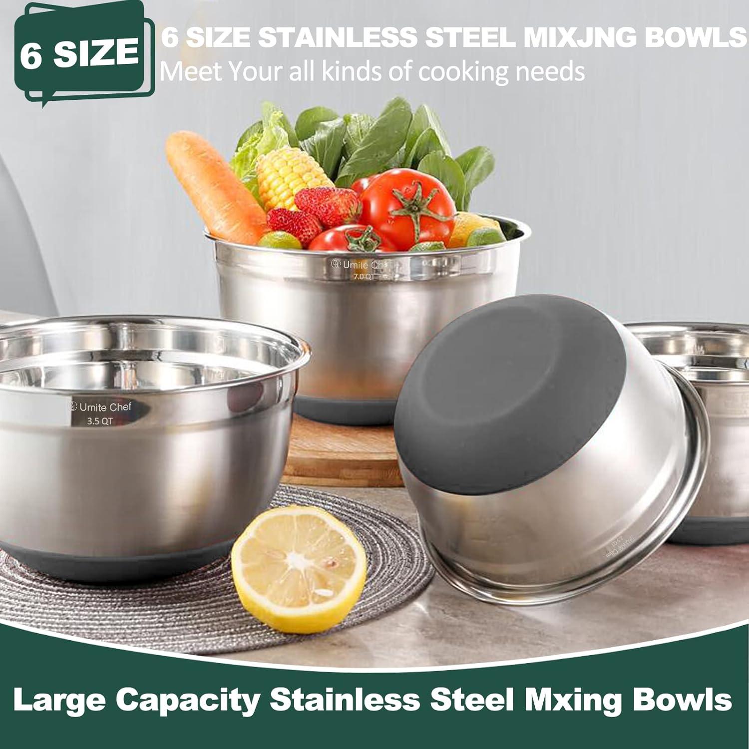 Stainless Steel Nesting Mixing Bowls with Airtight Lids, Set of 6