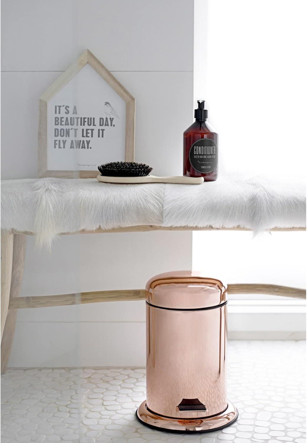 White Goat Fur and Oak Wood Bench