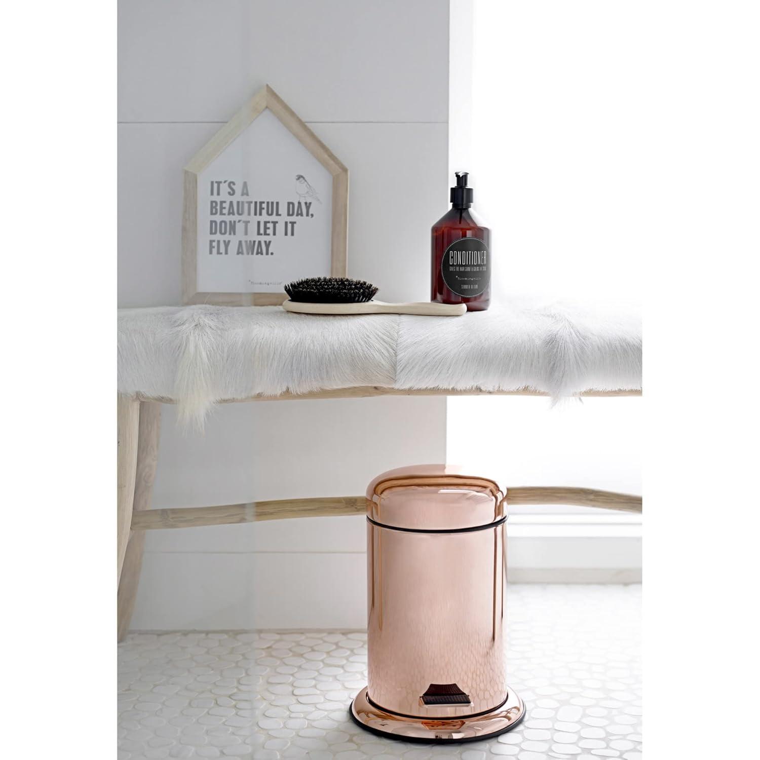 White Goat Fur and Oak Wood Bench