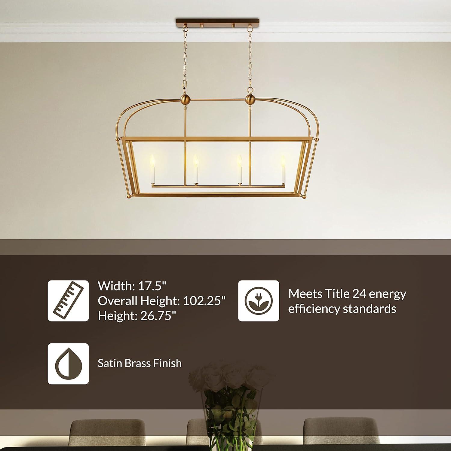 Satin Brass Elegance 4-Light Linear Pendant for Indoor/Outdoor