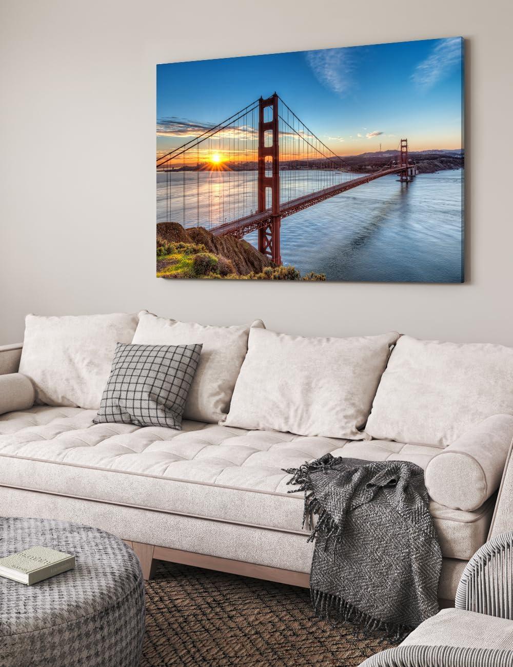 DecorArts - Golden Gate Bridge, San Francisco, Califonia. Giclee Canvas Prints for Wall Decor. 30x20"x1.5"