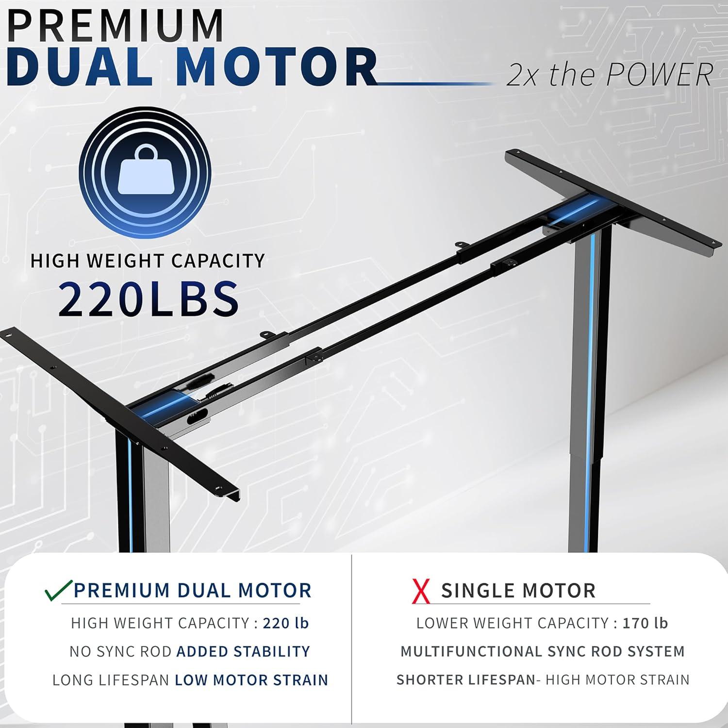Vivo VIVO Electric Dual Motor Standing Desk Frame, E-200 Series