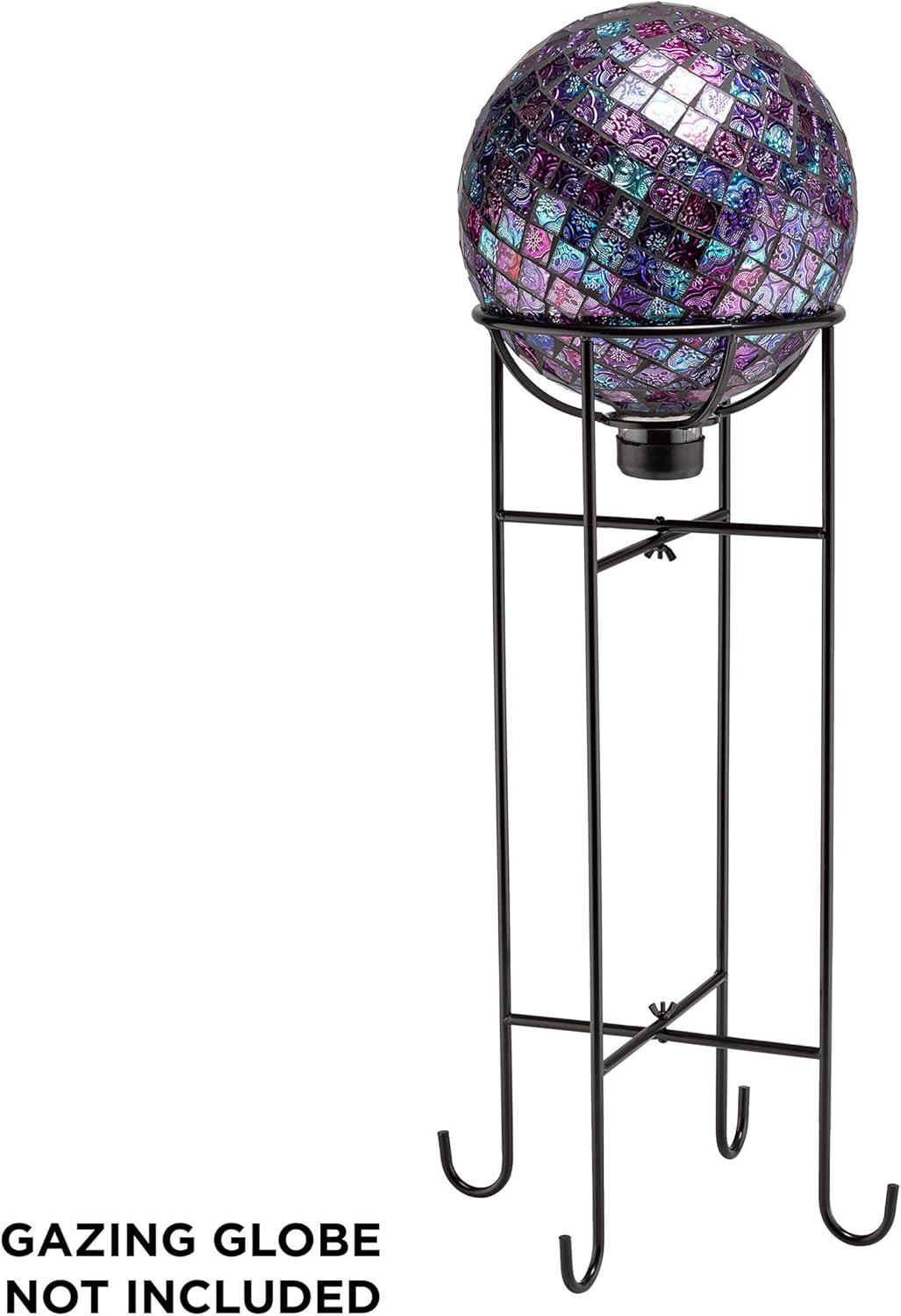 24" Metal Gazing Globe Stand - Alpine Corporation: Pedestal Display for Outdoor Decor, Black Finish