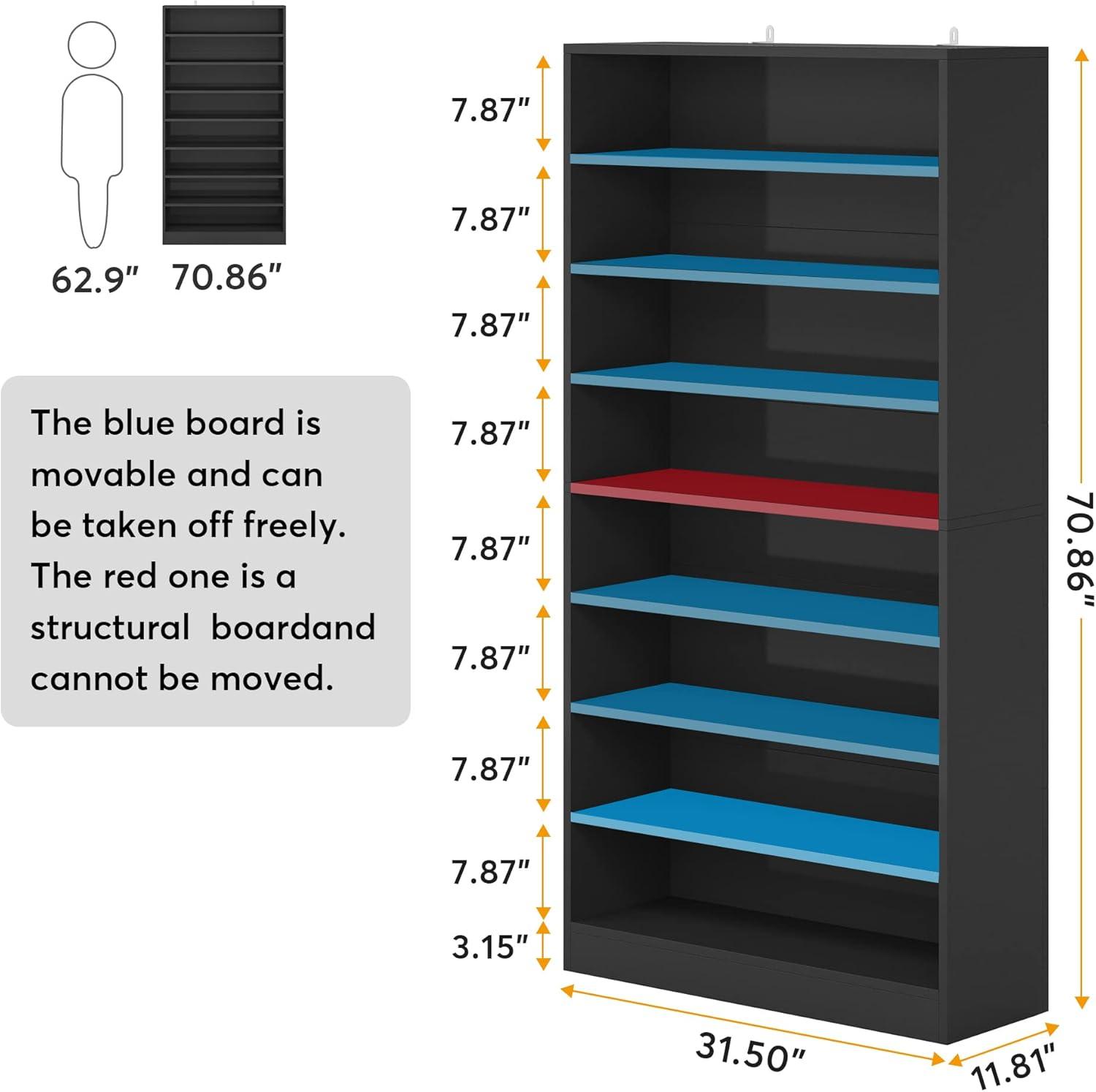 9 Tiers Shoe Cabinet 40-45 Pairs Heavy Duty Wood Freestanding Shoe Storage Cabinet with Open Storage for Entryway Black